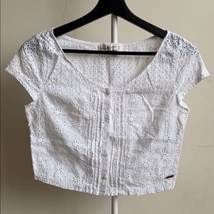 Abercrombie Fitch eyelet short sleeve crop top